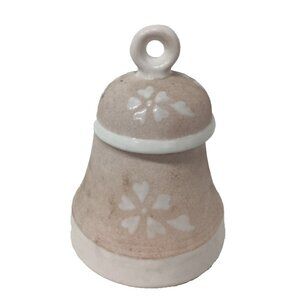 VTG Ceramic Hand Made Floral Bell Shaped Lidded Canister Trinket Candy Jar Box